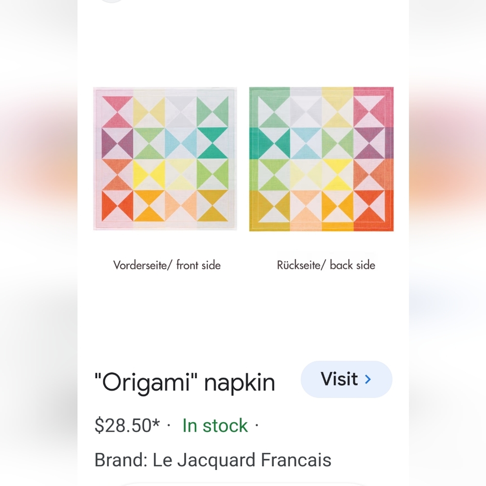 Le Jacquard Francais Orgami Napkins (set of 8)